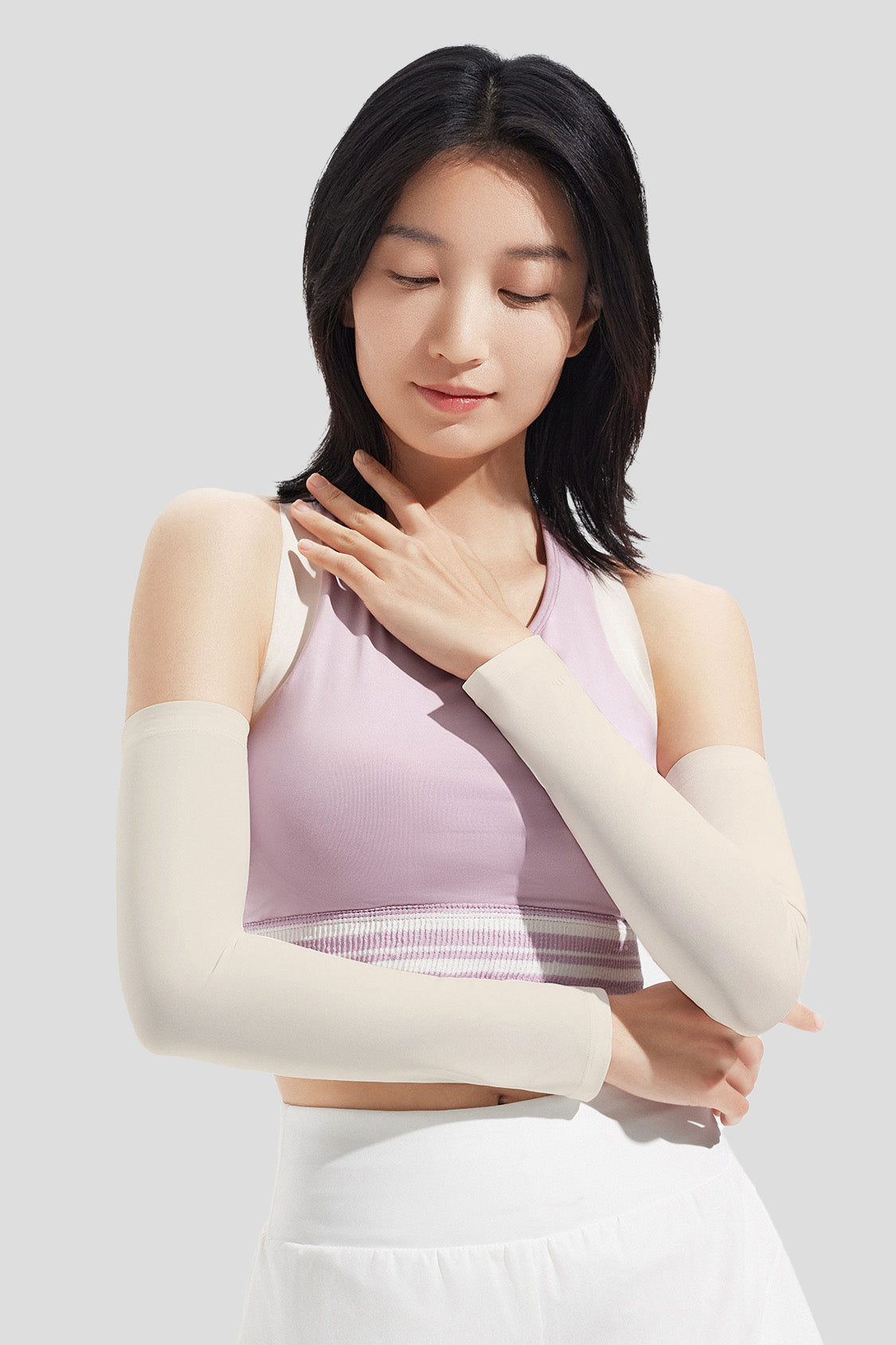arm sleeve beneunder cooling uv sun protection arm cover for women #color_beige