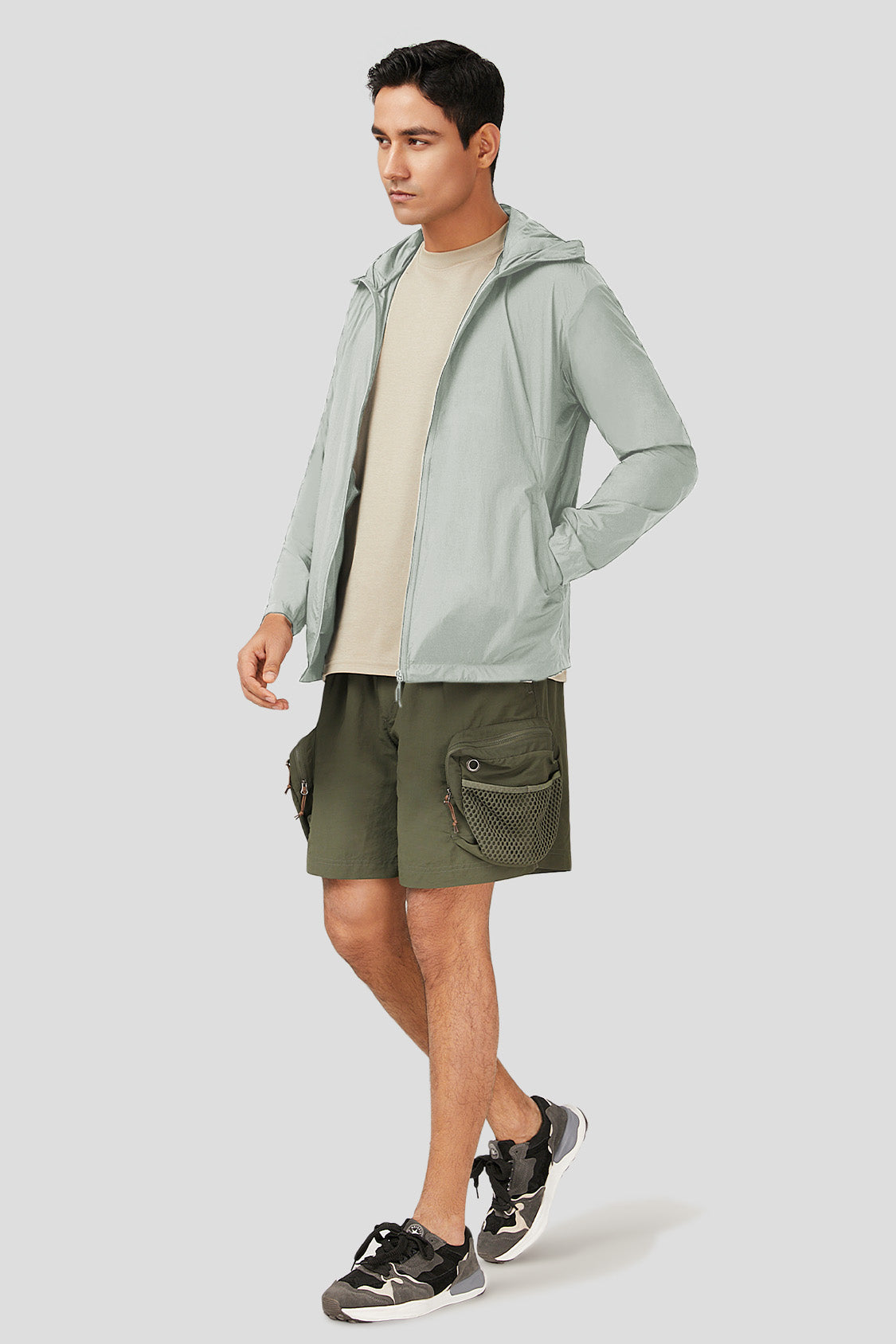 beneunder men's cooling uv sun protection athletics jacket hoodie #color_light curry grey